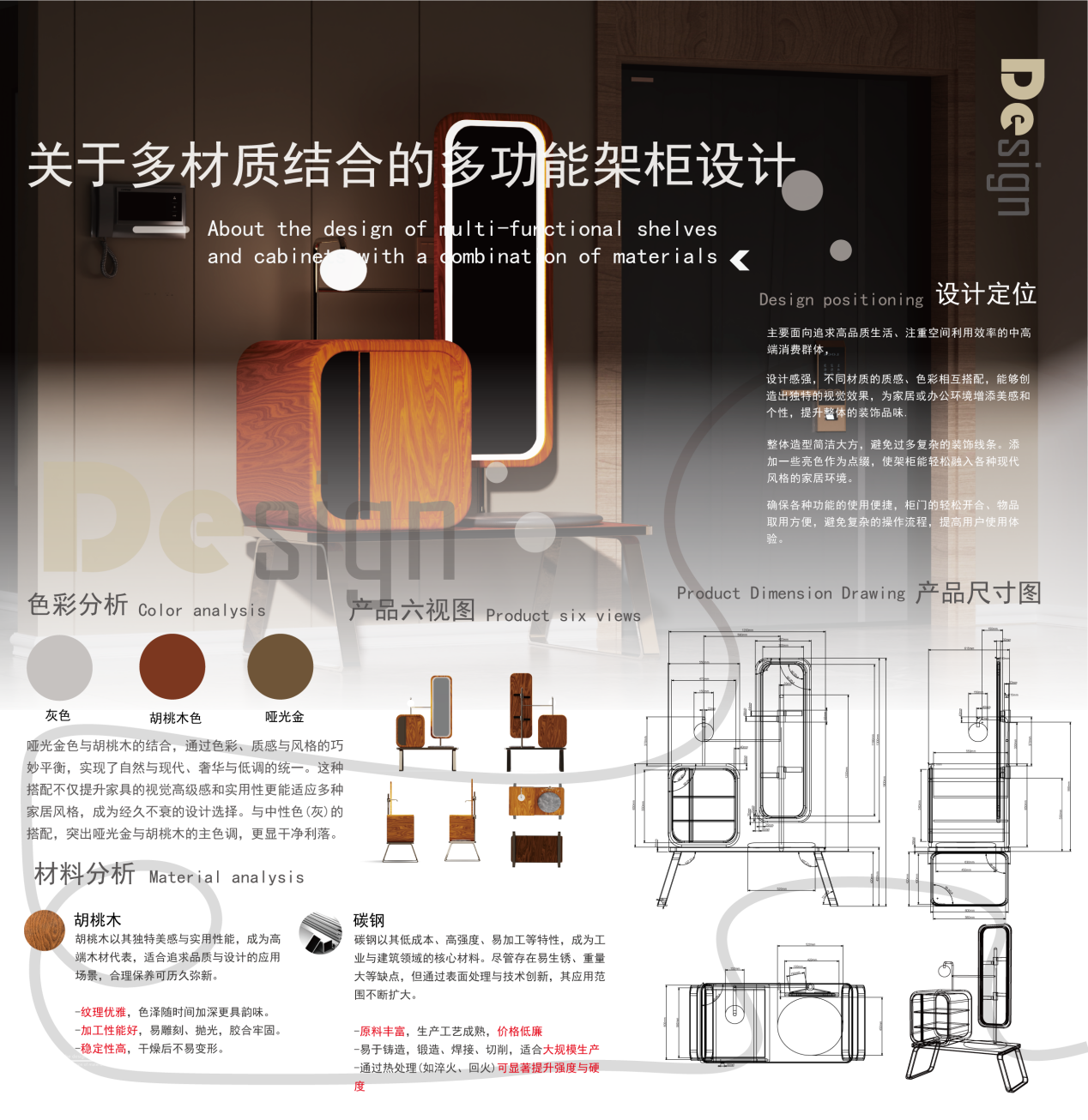 关于多材质结合的多功能架柜设计